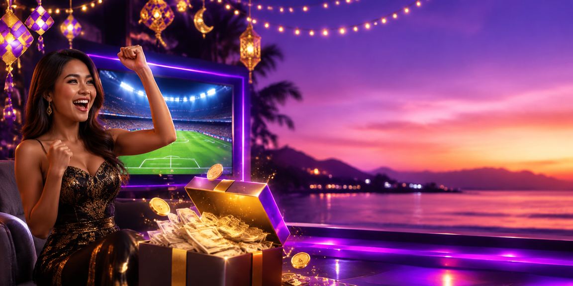 Pengguna menikmati taruhan casino online di ponsel dengan latar pantai