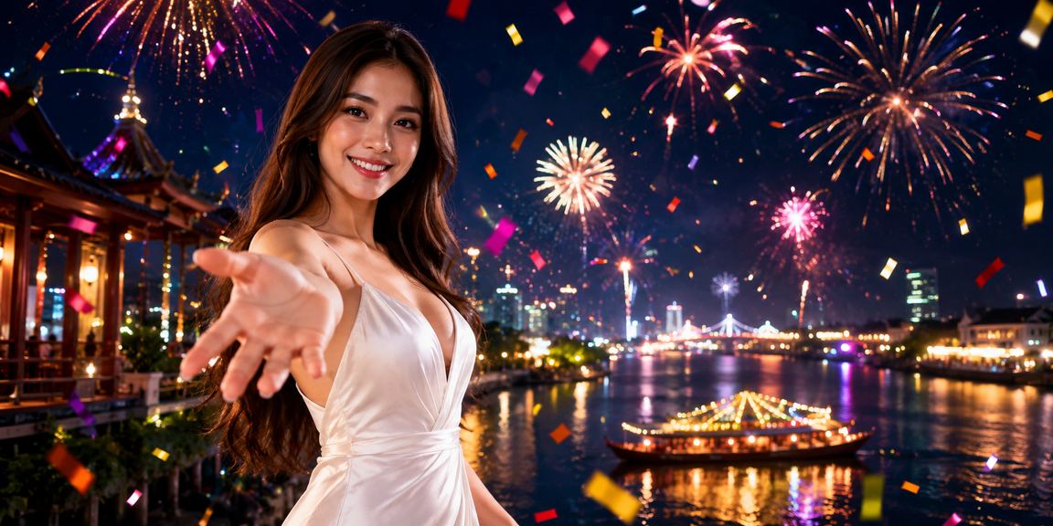 Suasana festival hiburan casino dengan pilihan permainan beragam dan cahaya meriah